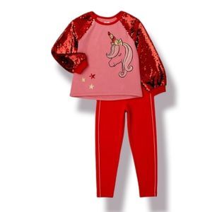 NWT-Unicorn Metallic sleeve Sweatshirt and leggings 2piece set si…